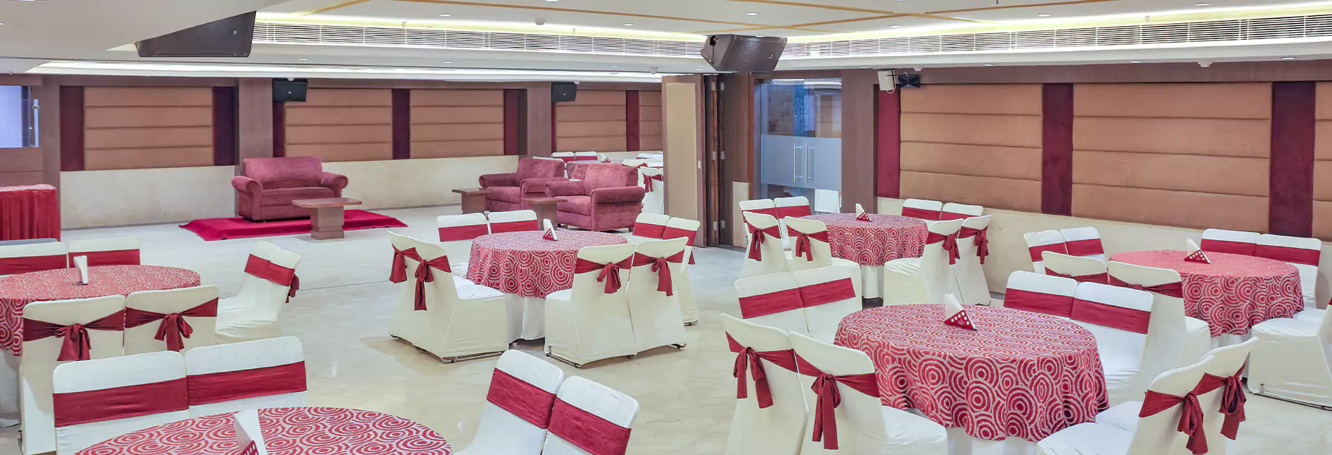 Best in Class Banquet Hall with 3 Star facility accomodate Upto 160 Guests. State of the art DJ System, Projector, Meeting, Conferences, Weddings, Reception, Ring Ceremony, Birthday Parties, Get Together and etc.